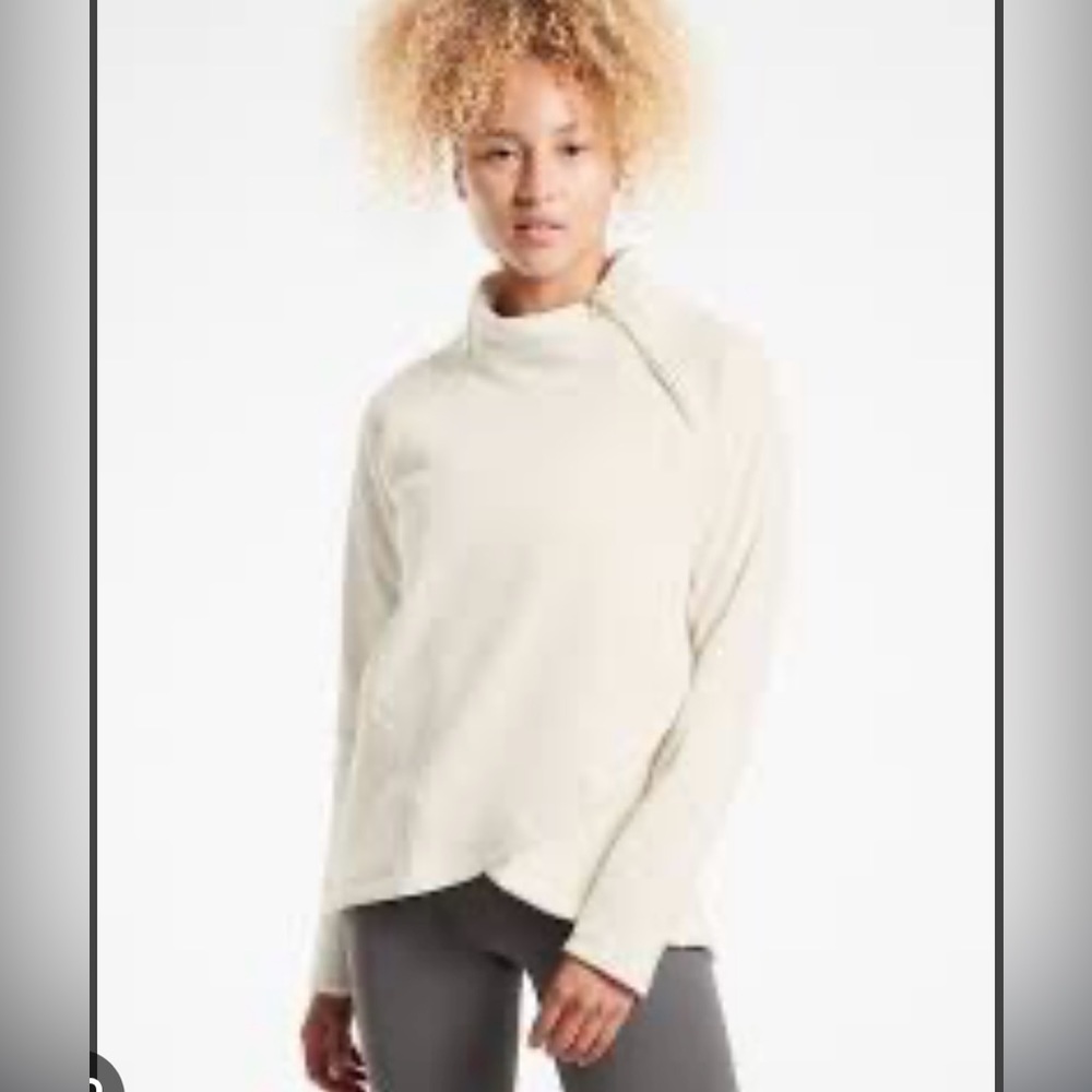 Athleta Cozy Karma Asym Pullover Two Baby pink Heather grey